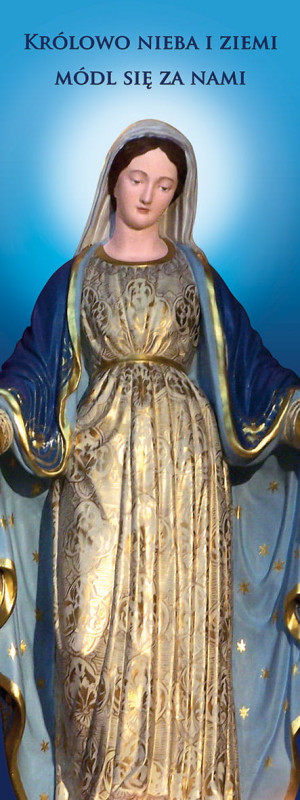 Baner religijny Matka Boża "Królowo nieba i ziemi módl się za nami" 50x130 cm