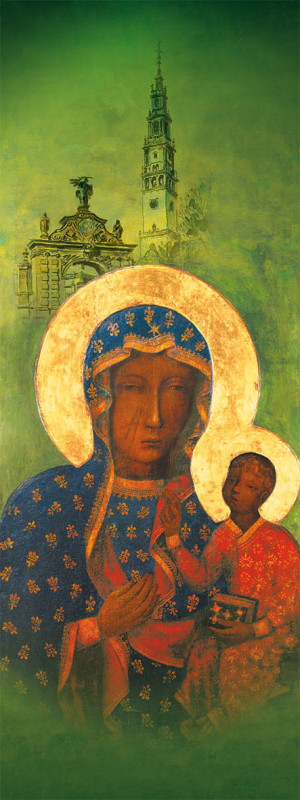 Baner religijny Matka Boża Częstochowska 50x130 cm