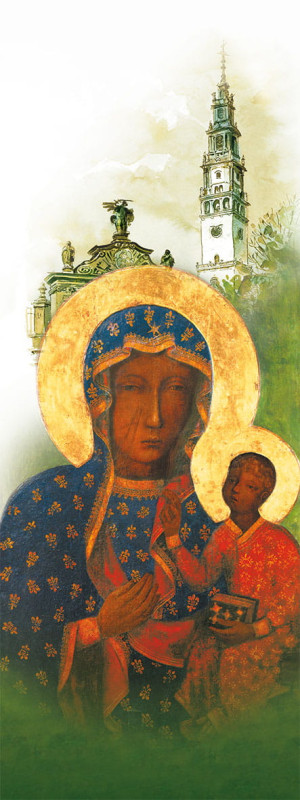 Baner religijny Matka Boża Częstochowska 50x130 cm