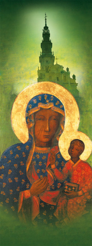 Baner religijny Matka Boża Częstochowska 50x130 cm