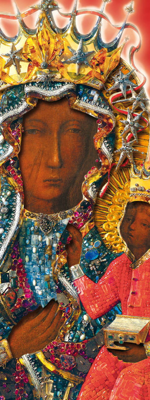 Baner religijny Matka Boża Częstochowska w sukni wdzięczności 50x130 cm