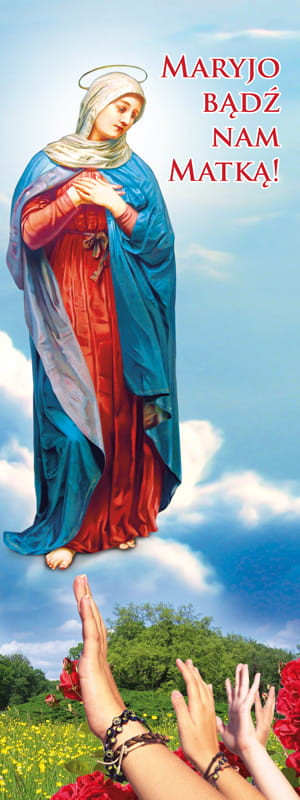 Baner religijny Matka Boża "Maryjo, bądź nam matką" 50x130 cm