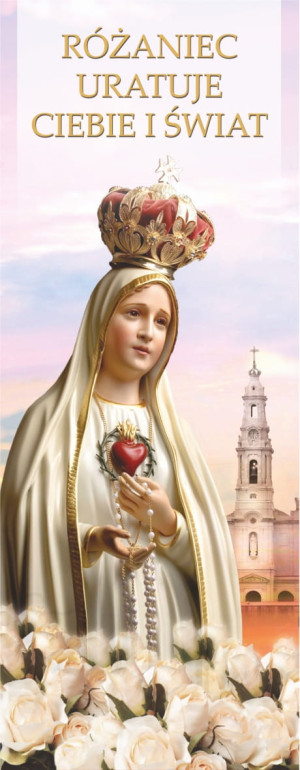 Baner na różaniec Matka Boża Fatimska 50x130 cm