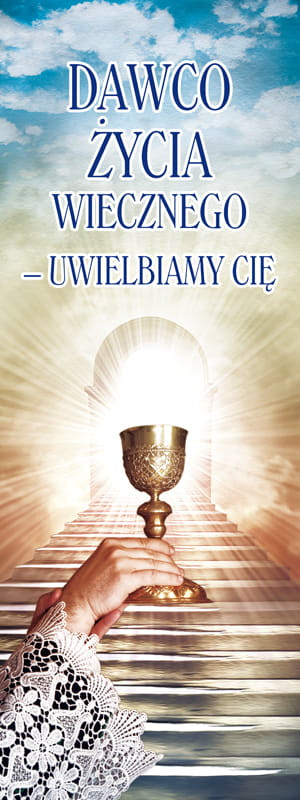 Baner na I Komunię Świętą "Dawco życia wiecznego" 50x130 cm