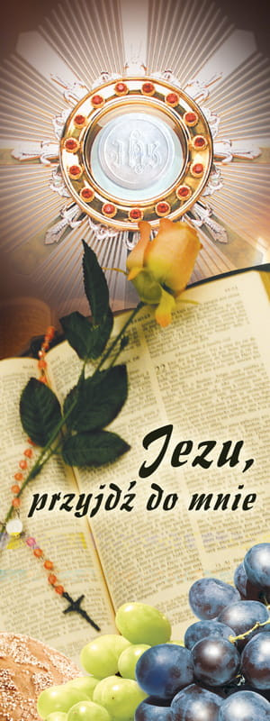 Baner na I Komunię Świętą "Jezu przyjdź do mnie" 50x130 cm