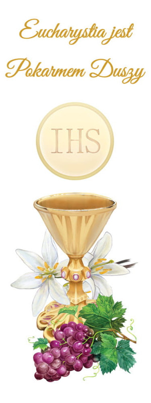 Baner na Boże Ciało "Eucharystia jest pokarmem duszy" 50x130 cm