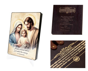Naklejana ikona religijna z cytatem - Święta Rodzina