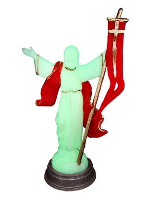 Figurka Jezus Zmartwychwstały wys. 15 cm świecąca