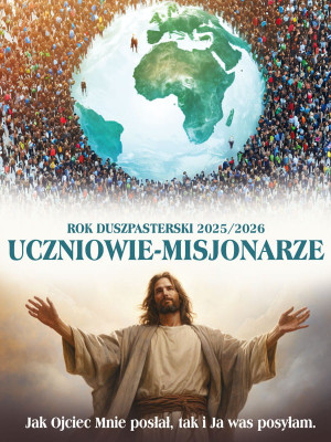 Baner na Rok Duszpasterski 2025/2026 "Uczniowie-misjonarze" 75x100 cm