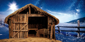Tło do szopki, stajenka 400x200 cm