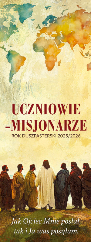Baner na Rok Duszpasterski 2025/2026 "Uczniowie-misjonarze" 70x300 cm