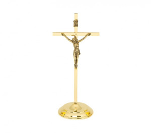 Nowoczesny krzyż stojący z mosiądzu - 20 cm