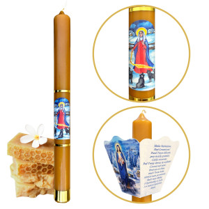 Świeca Gromniczna z wosku + okapnik - 36 cm