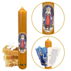 Świeca Gromniczna z wosku + okapnik - 21 cm