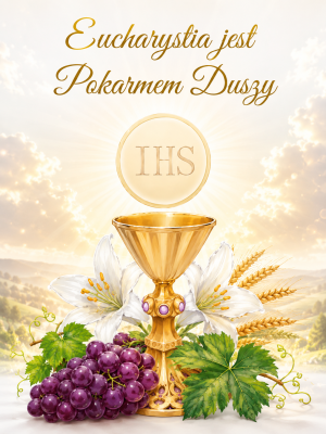Baner Religijny na Boże Ciało "Eucharystia jest pokarmem duszy"