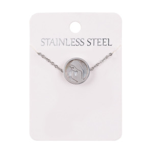 Naszyjnik - Matka Boża - Perla Madre - Stainless Steel