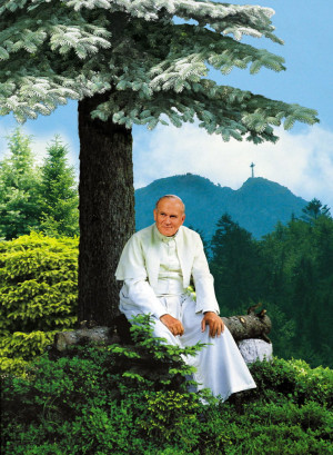 Plakat religijny Święty Jan Paweł II pod Giewontem