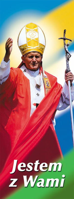 Baner Święty Jan Paweł II "Jestem z Wami" 75x200 cm