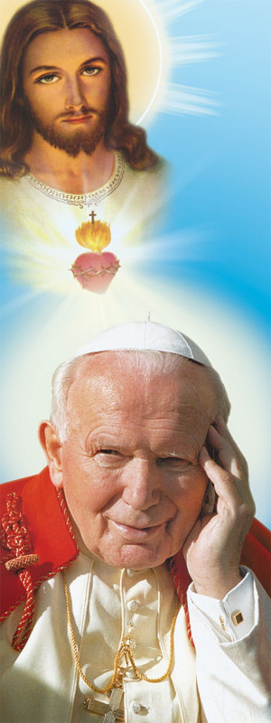 Baner Jezus Miłosierny i Święty Jan Paweł II 75x200 cm