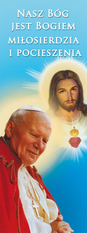 Baner Jezus Miłosierny i Święty Jan Paweł II 75x200 cm
