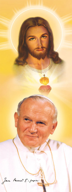 Baner Jezus Miłosierny i Święty Jan Paweł II 75x200 cm
