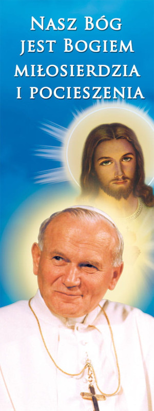 Baner Jezus Miłosierny i Święty Jan Paweł II 75x200 cm