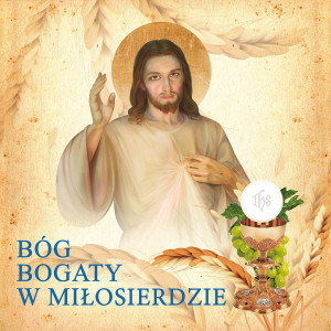 Baner na Boże Ciało "Bóg bogaty w miłosierdzie" 150x150cm
