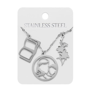 Naszyjnik - Św. Antoni - Dzieciątko Jezus - lilia - książka - Stainless Steel