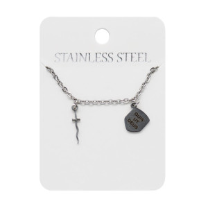 Naszyjnik - miecz - Święty Michał Archanioł - Quis ut Deus - tarcza - Stainless Steel