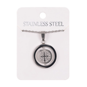 Naszyjnik - medalion - Święty Benedykt - Stainless Steel