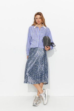 Promod Chemise cropped rayée Femme Rayé bleu XL