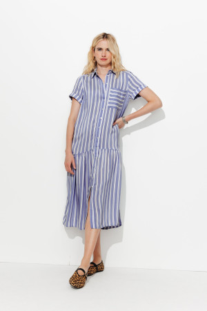 Promod Robe-chemise rayée Femme Rayé bleu 34