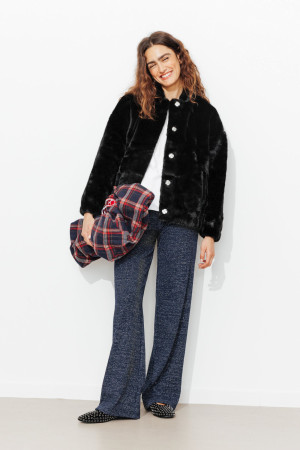 Promod Blouson en fausse fourrure Noir
