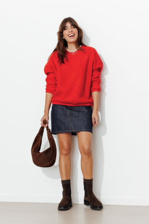 Promod Sweat-shirt polaire bouclettes Rouge