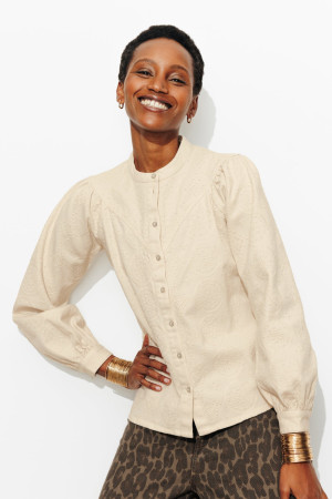 Promod Chemise en toile brodée Femme Ecru 40
