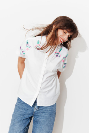 Promod Chemise brodée de sequins Ecru S