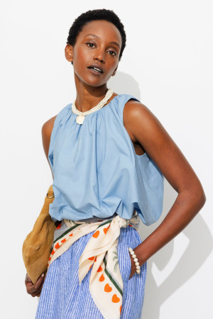 Promod Blouse ballon unie Femme Bleu 46
