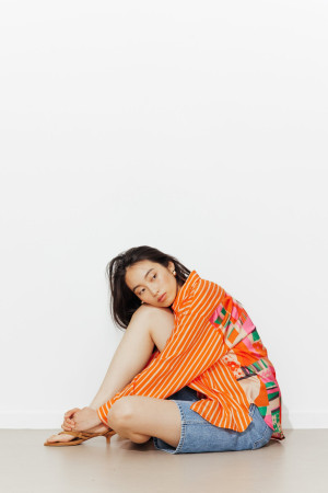 Promod Chemise oversize rayée Femme Rayé orange XS