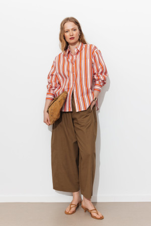 Promod Chemise rayée oversize Femme Rayé orange