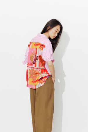 Promod Chemise oversize rayée Femme Rayé rose XL