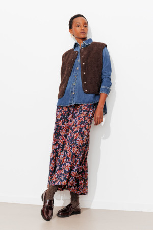 Promod Longue jupe imprimée Femme Imprimé marine
