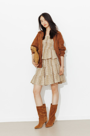 Promod Jupe courte carreaux vichy Carreaux beige XS