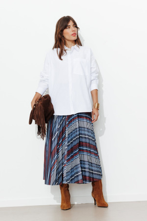Promod LUNA Jupe plissée Femme Imprimé marine XS