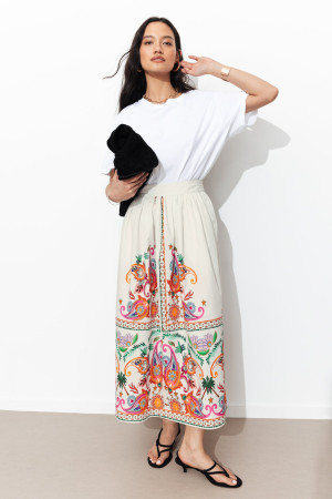 Promod Jupe midi imprimée Femme Imprimé écru XS