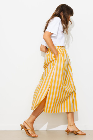 Promod Jupe midi rayée Femme Rayé jaune M