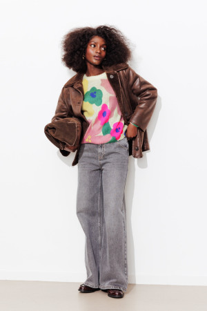 Promod Pull à fleurs Femme Beige S