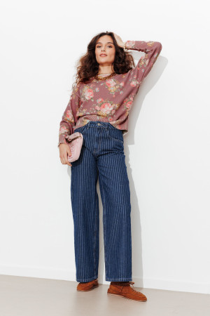 Promod Pull à fleurs Femme Rose