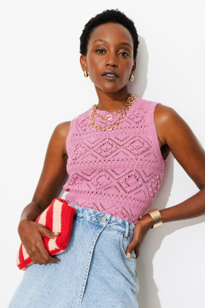 Promod Pull sans manches Femme Rose XL