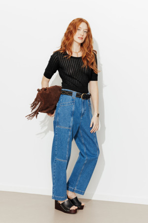 Promod Pull court à paillettes Femme Noir S