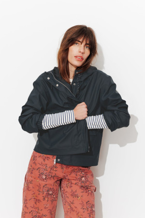Promod Blouson de pluie à capuche Marine 48